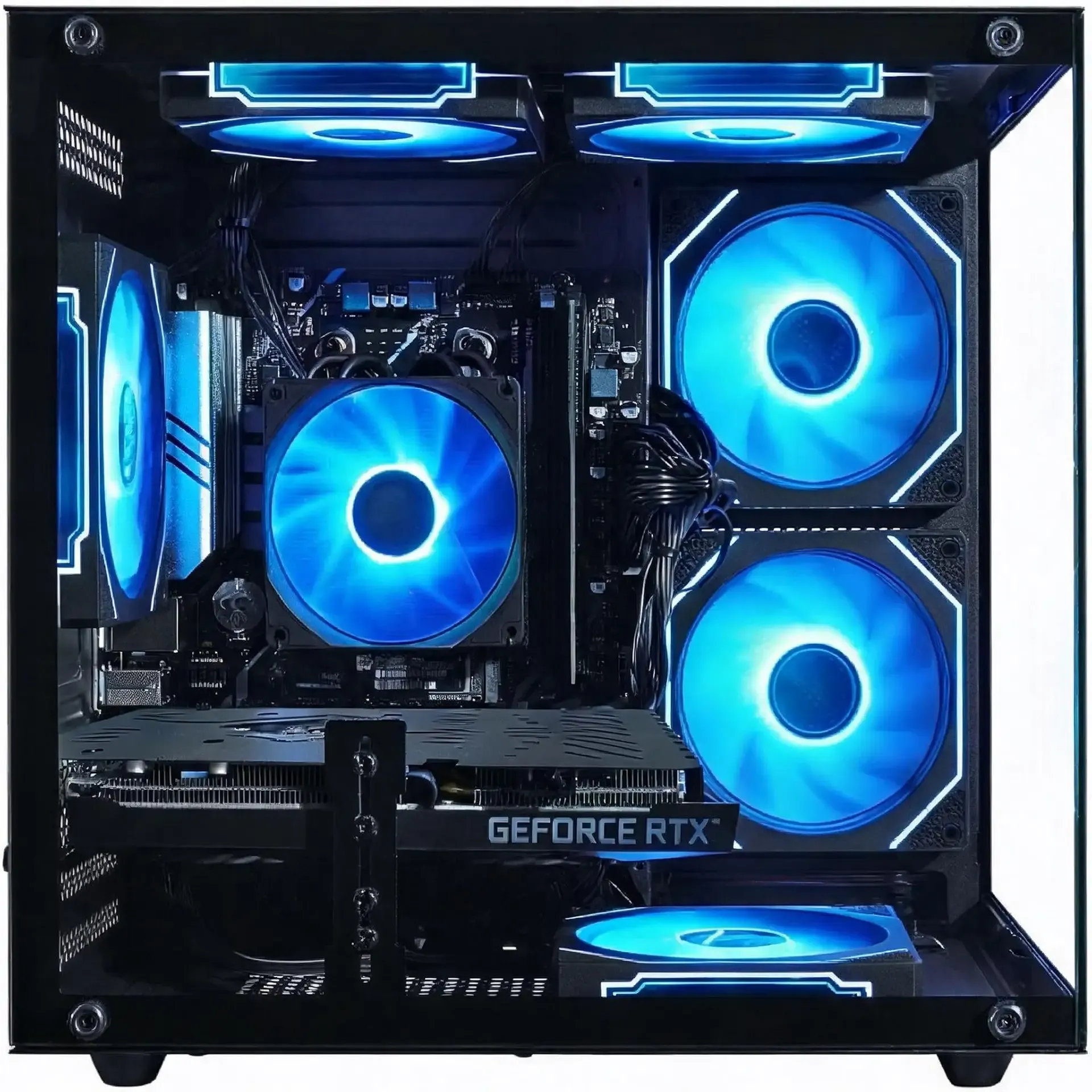 Prebuilt Gaming PC, RTX 3060 Ti 8GB, AMD Ryzen 7 5700X, 32GB RAM, 1TB SSD | Rgb lighting, WiFi 6, 600W Power, Win 11, Panoramic Tower Desktop for Gaming, Video Editing, Streaming, Content Creation