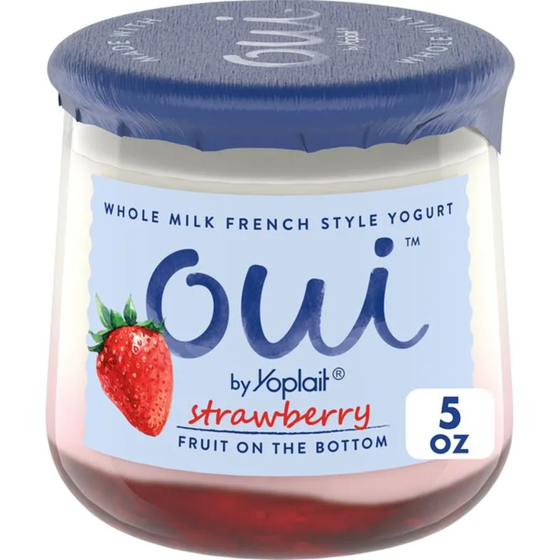 Yoplait Oui French Style Strawberry Whole Milk Yogurt, Glass Yogurt Jar