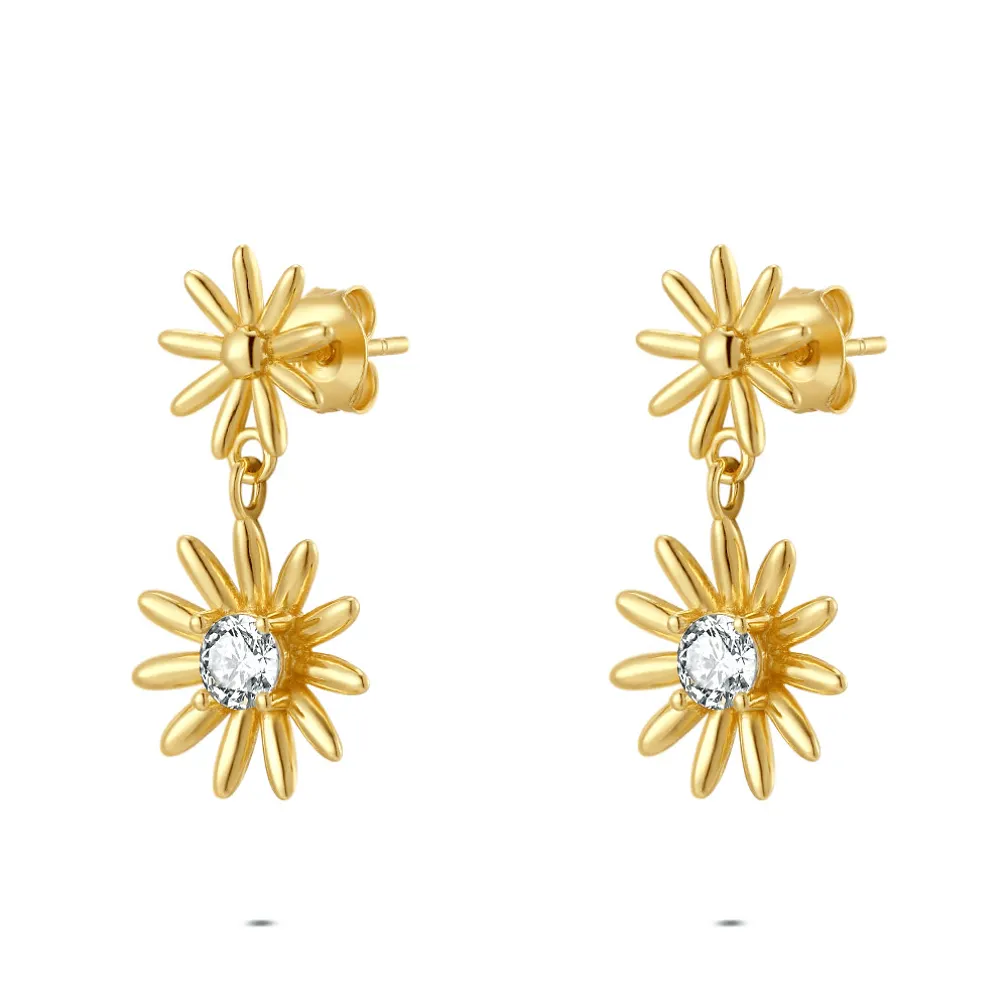 oorbellen in zilver, bloem