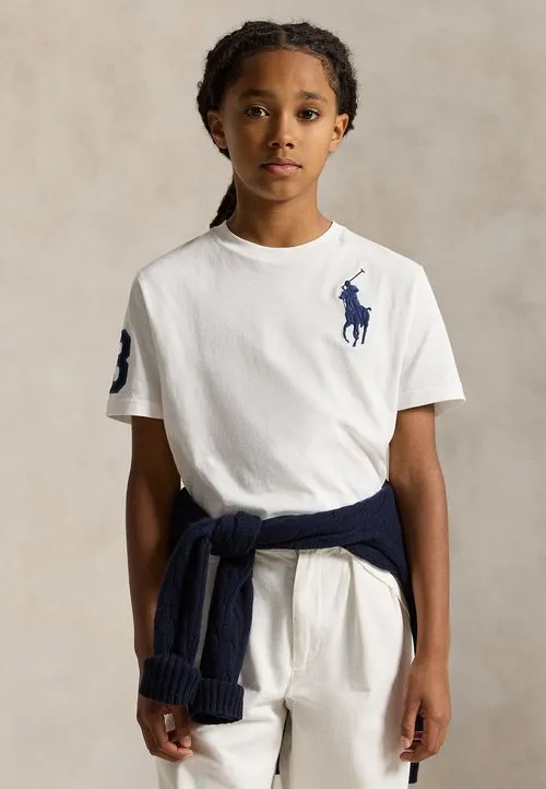 BIG PONY COTTON JERSEY TEE 7-14Y - T-shirts med print - white