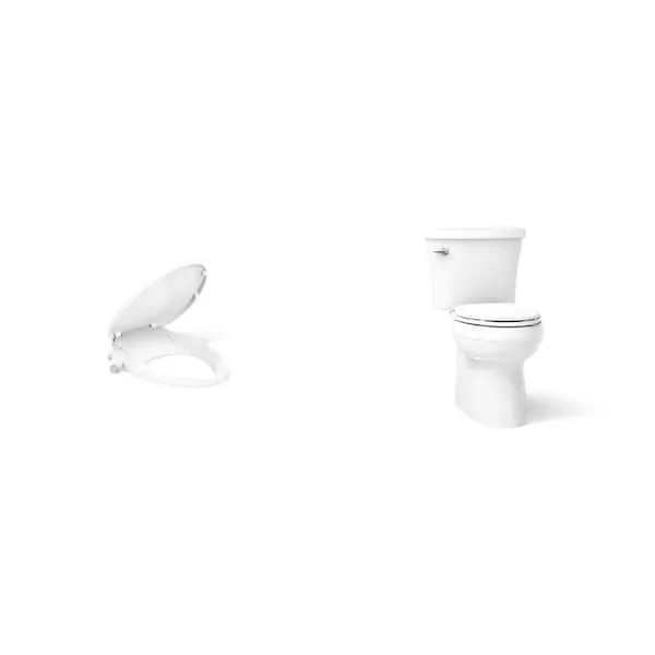 KOHLER Purewash M300 White Bidet Seat for Elongated Toilets and Gleam 12 in.​ Toilet with Soft Close Seat Combo