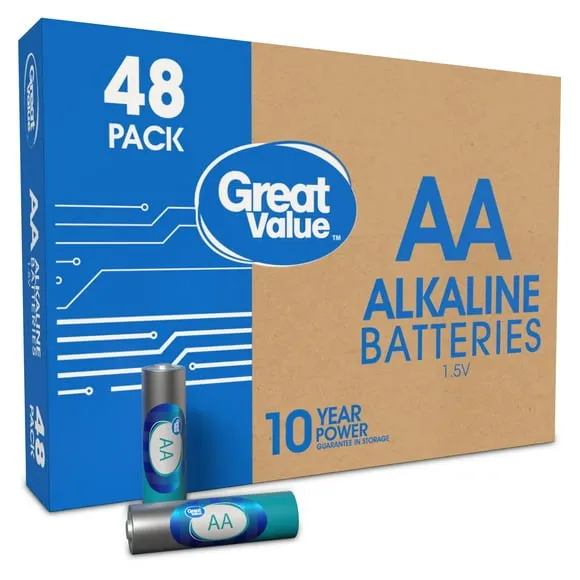 Great Value Alkaline AA Batteries, 48 Count