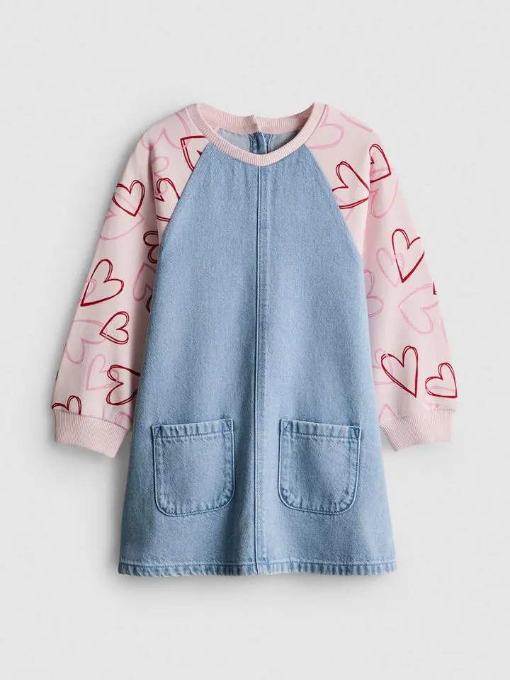 1–9 ans | Robe sweat-shirt 2-en-1 en denim de coton