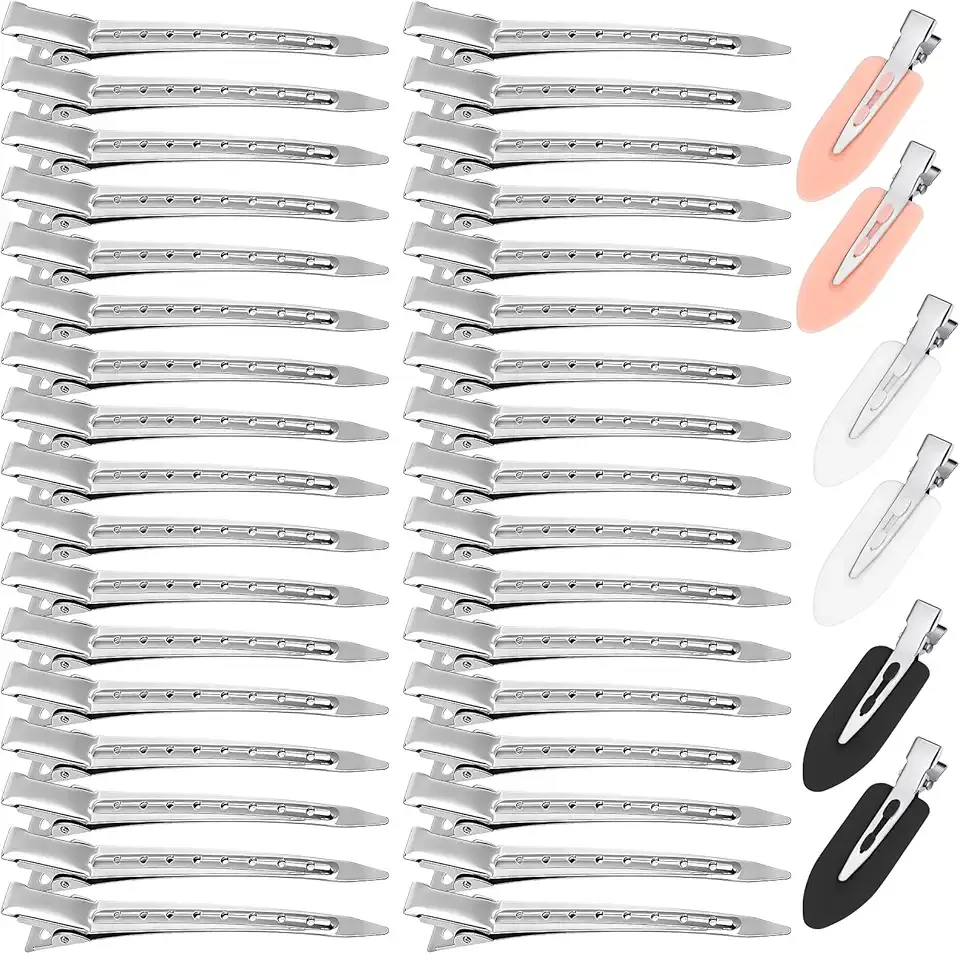 40 Pcs Hair Clips Women Styling, Alligator Metal Hair Clips, Hair Pin Curl Rollers Clips, 34 Pcs 3.5"Duckbill Sectioning Hair Clips and 6 Pcs 2.3"No Crease Clips
