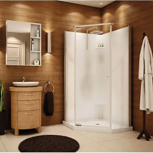 Lobelia 36L x 36W x 72H in. 3-in-1 Corner Shower Kit - Shower Stall Enclosure with Corner Drain Base, Wall, and Glass Shower Door in Chrome