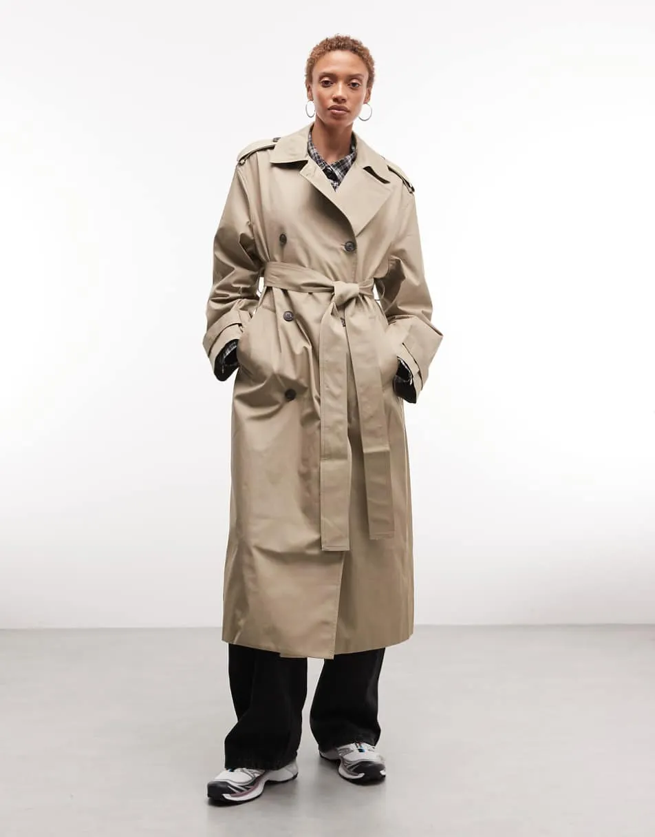 Weekday oversized trench coat in beige