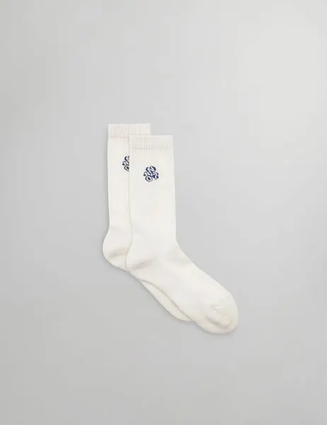 Tennis Intarsia Logo Sock 9063 Ivory