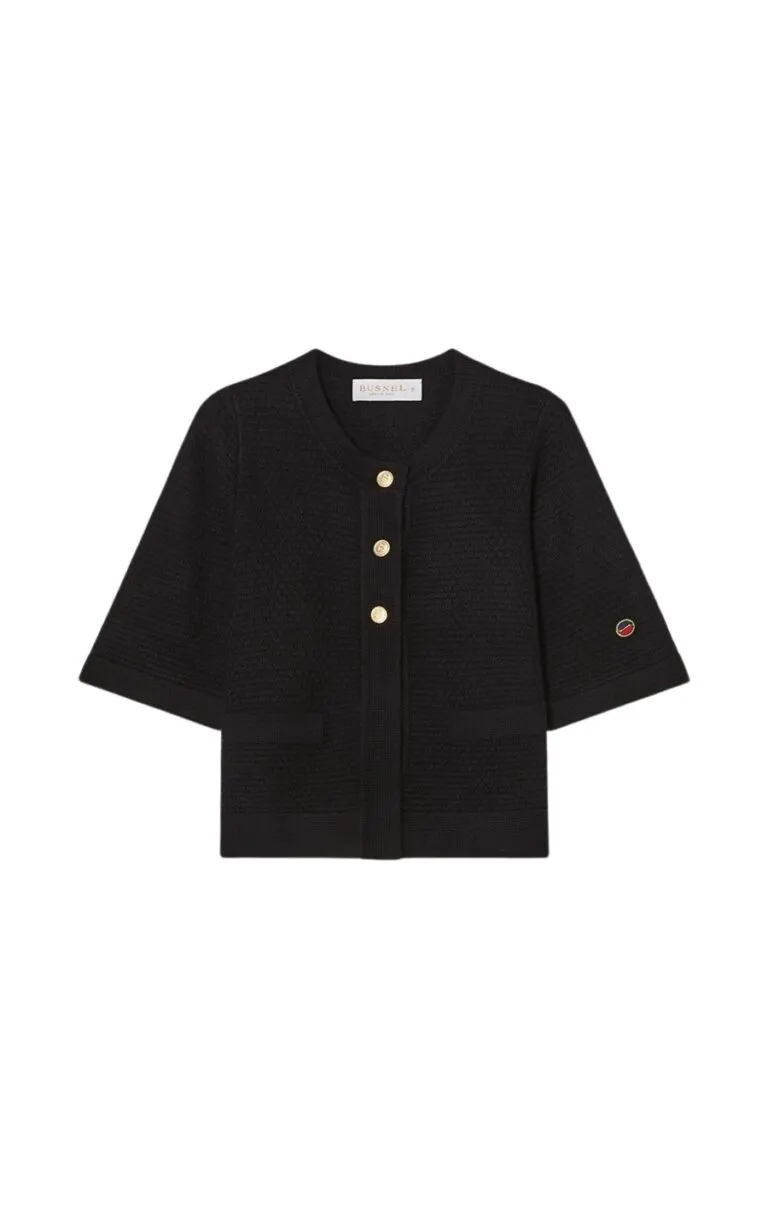 Palmer Textured Cotton Cardigan - Sort