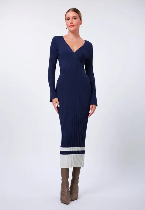 Anna Field Strikket kjole - navy/ivory