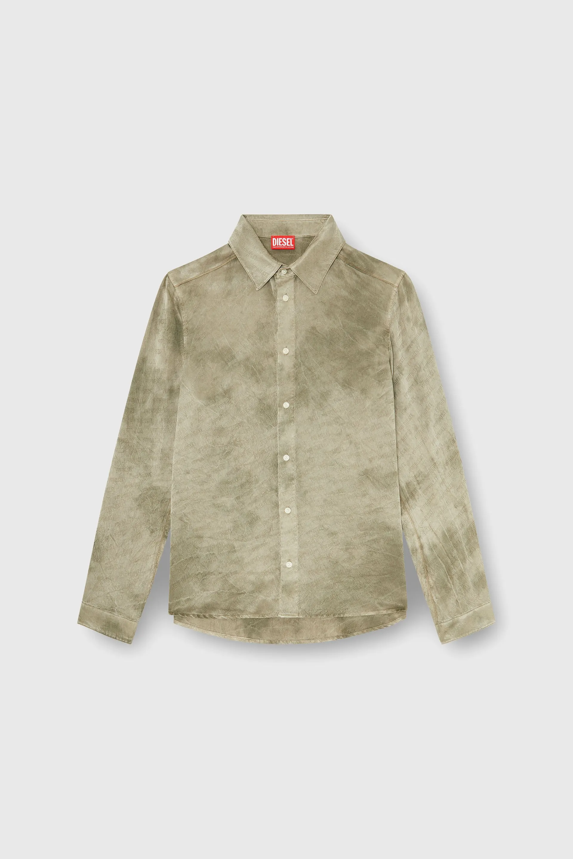 Shirt in logo-jacquard crinkled satin
