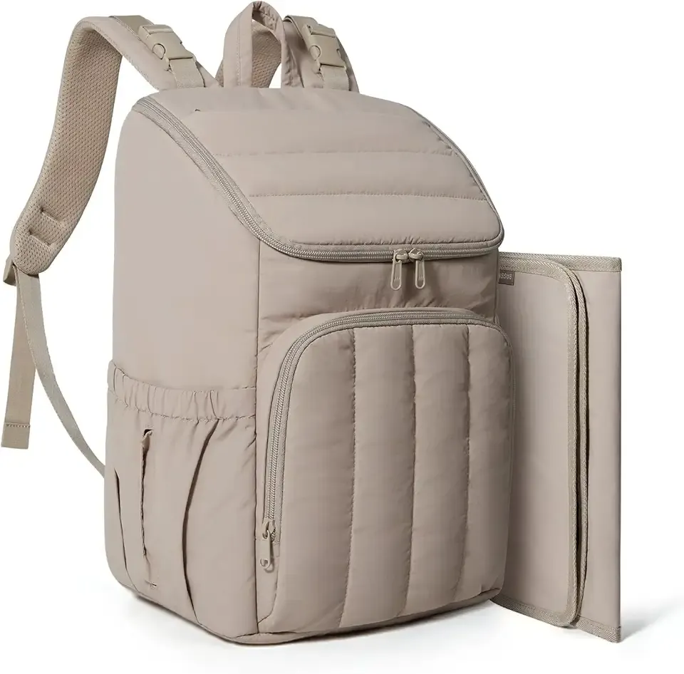 BAGSMART Diaper Bag Backpack, Large Baby Diaper Bag, Quilted Puffy Baby Bag for Mom with Quick-access Insulated Pockets, Lightweight Versatile Travel Backpack