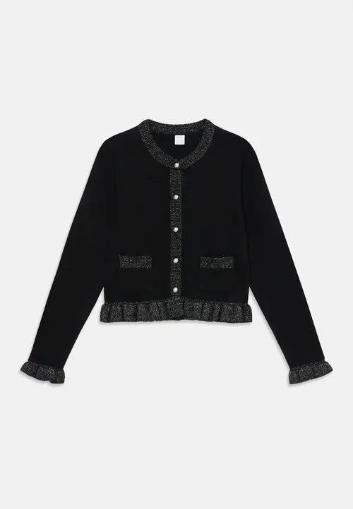 WITH FLOUNCES AND BUTTONS - Cardigan - black