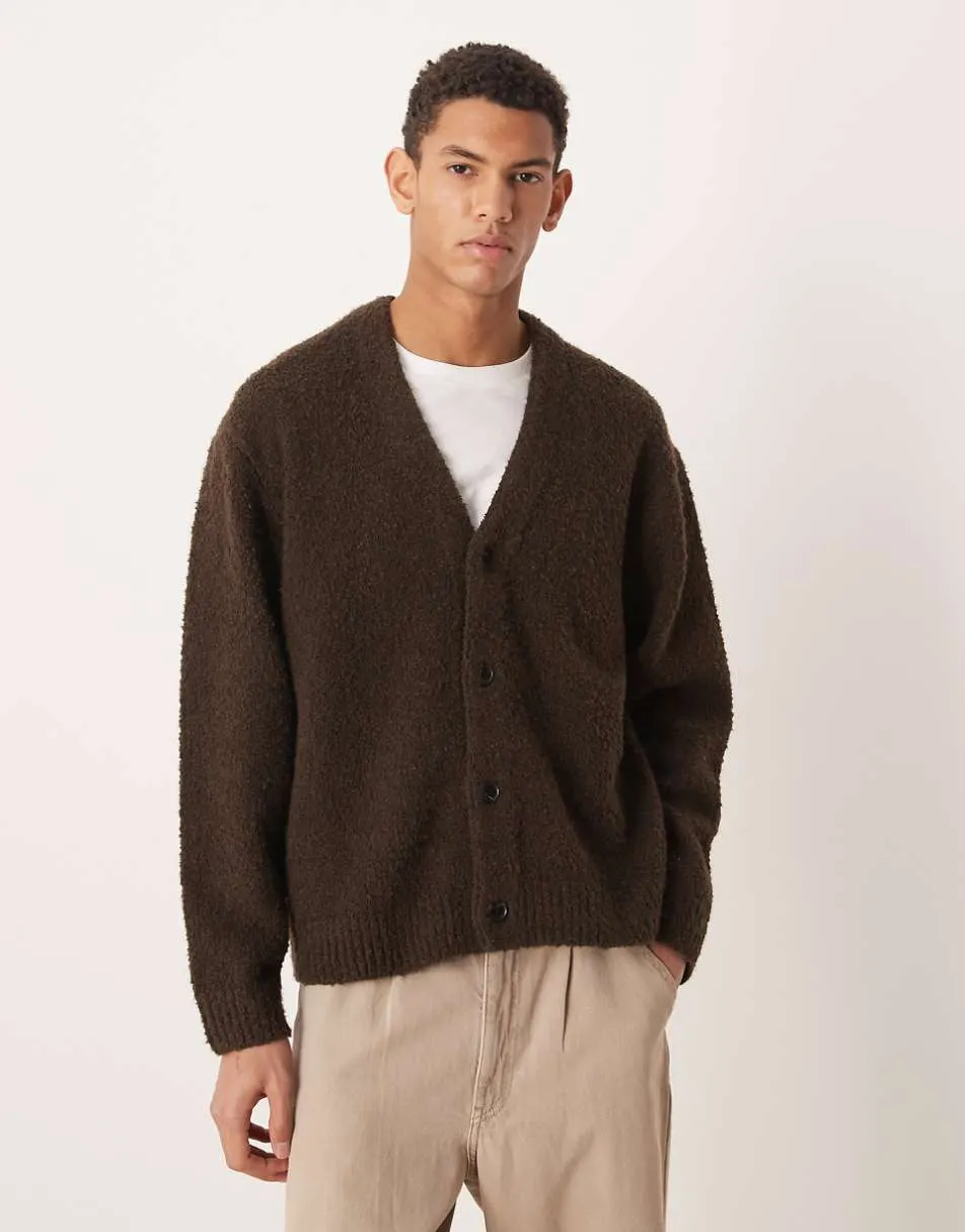 Abercrombie & Fitch boucle vintage cardigan in brown