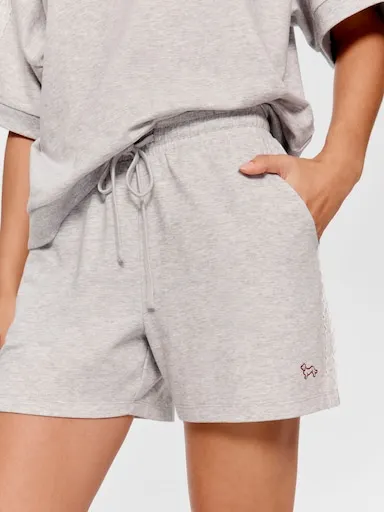 Lace Trim Fleece Long Short
