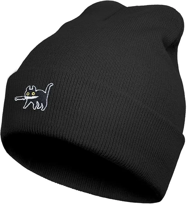 Ztuhjvy Cool Graphic Beanie for Men and Women - Black
