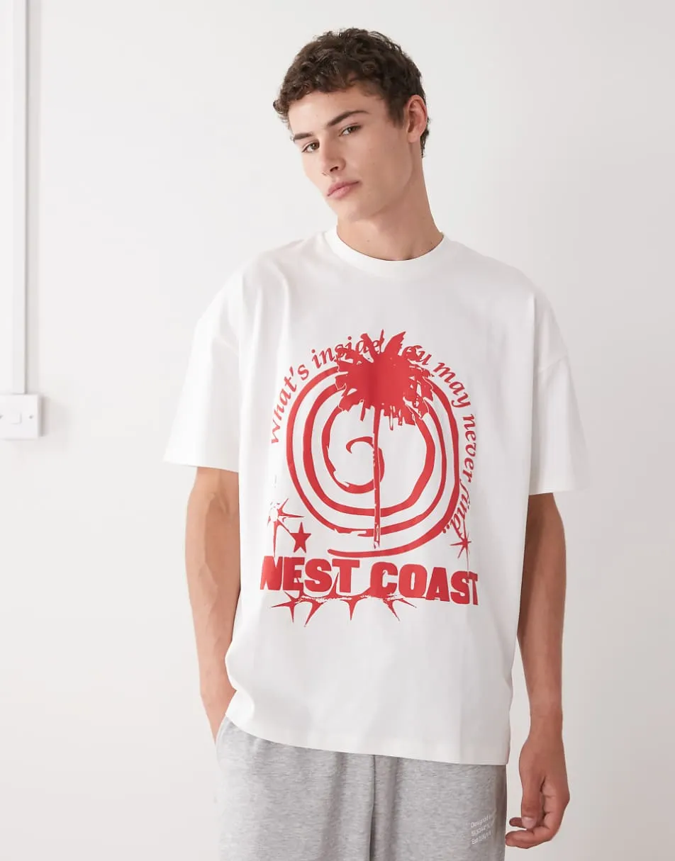 COLLUSION white printed t-shirt with front and back graphic