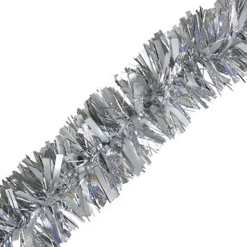 Enchanted Forest® 8' Silver Matte & Embossed Thick Tinsel Christmas Garland