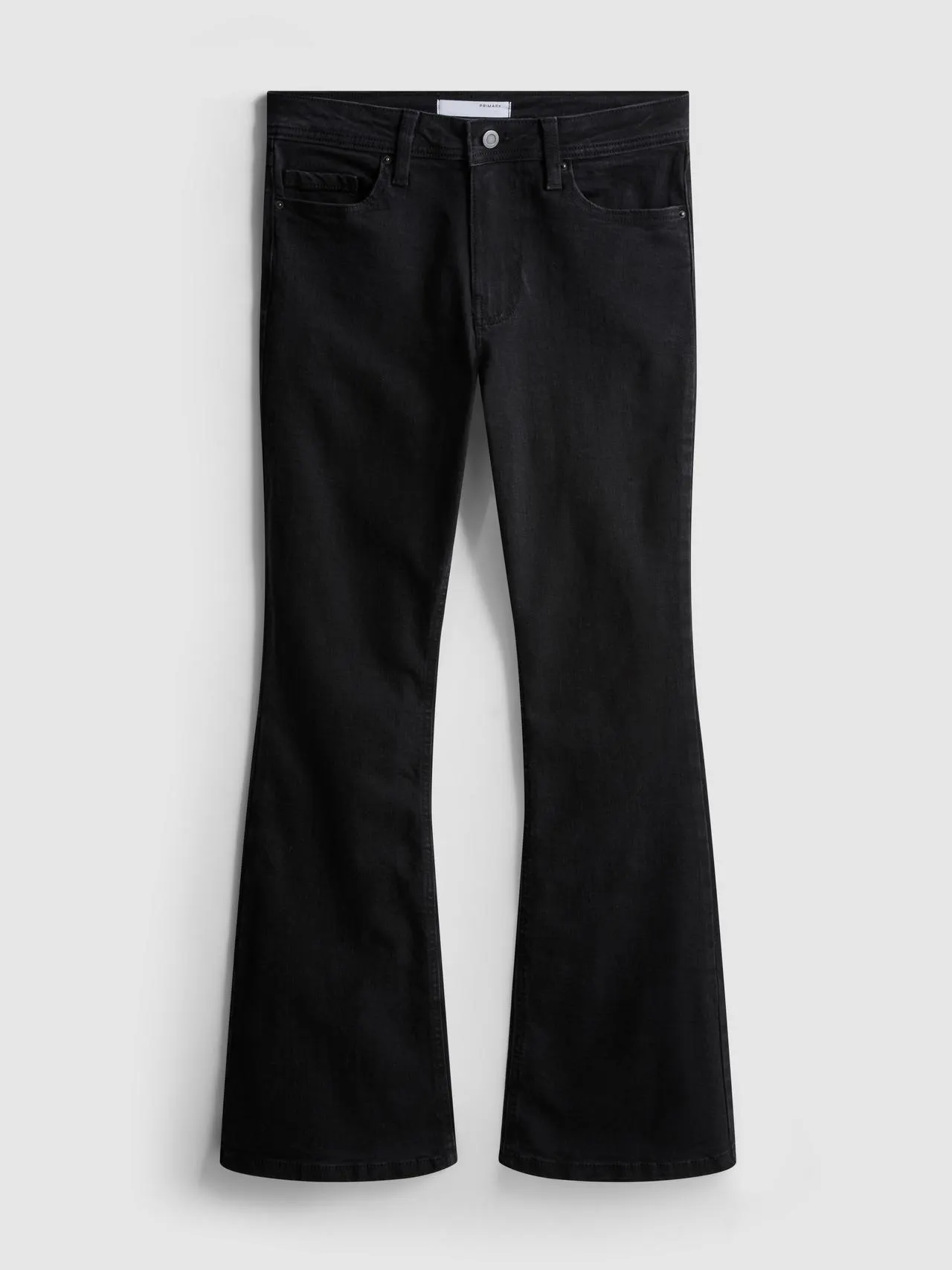 Jean évasé en denim de coton à taille mi-haute