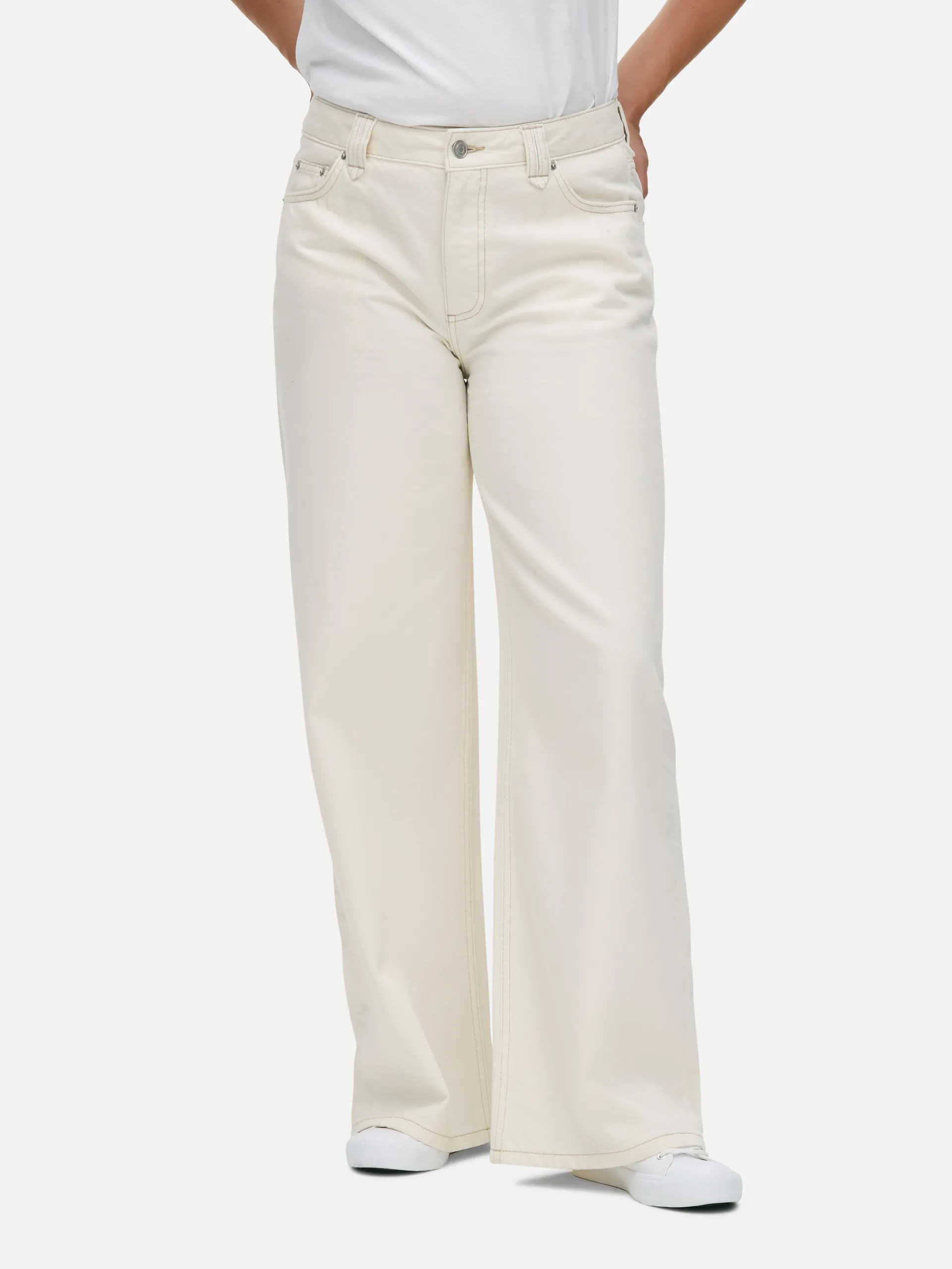 Jean large à taille mi-haute