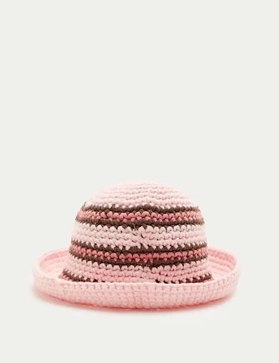 Gehäkelter Bucket Hat mit Streifen für Kinder (0–36 M.)