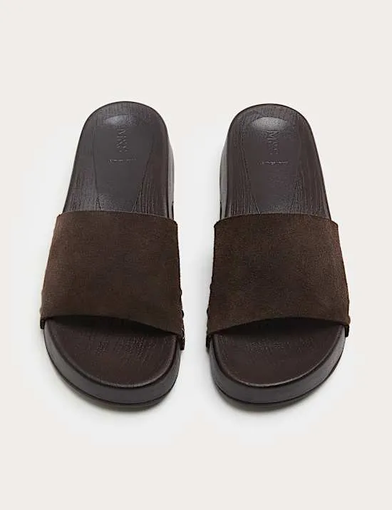 Suede Platform Open Toe Clogs