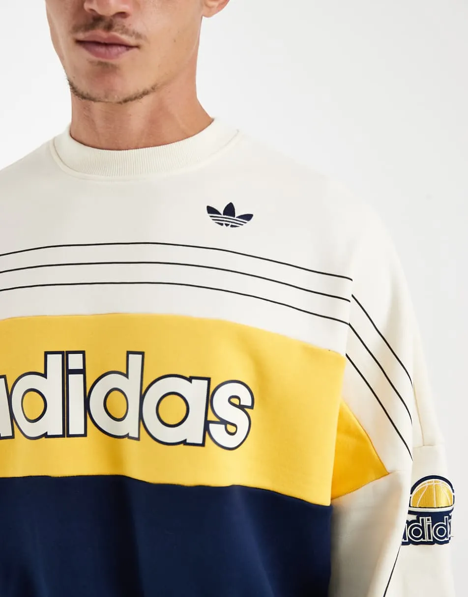 adidas Originals Originals varsity crewneck sweatshirt in cream white