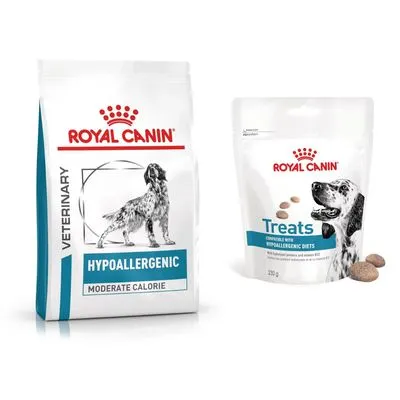 Royal Canin Veterinary Hypoallergenic 2 à 14 kg + friandises 230 g en cadeau !