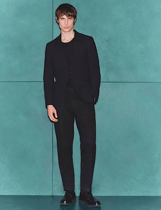 Tailored Fit Italian Performance Linen Blend Suit Trousers