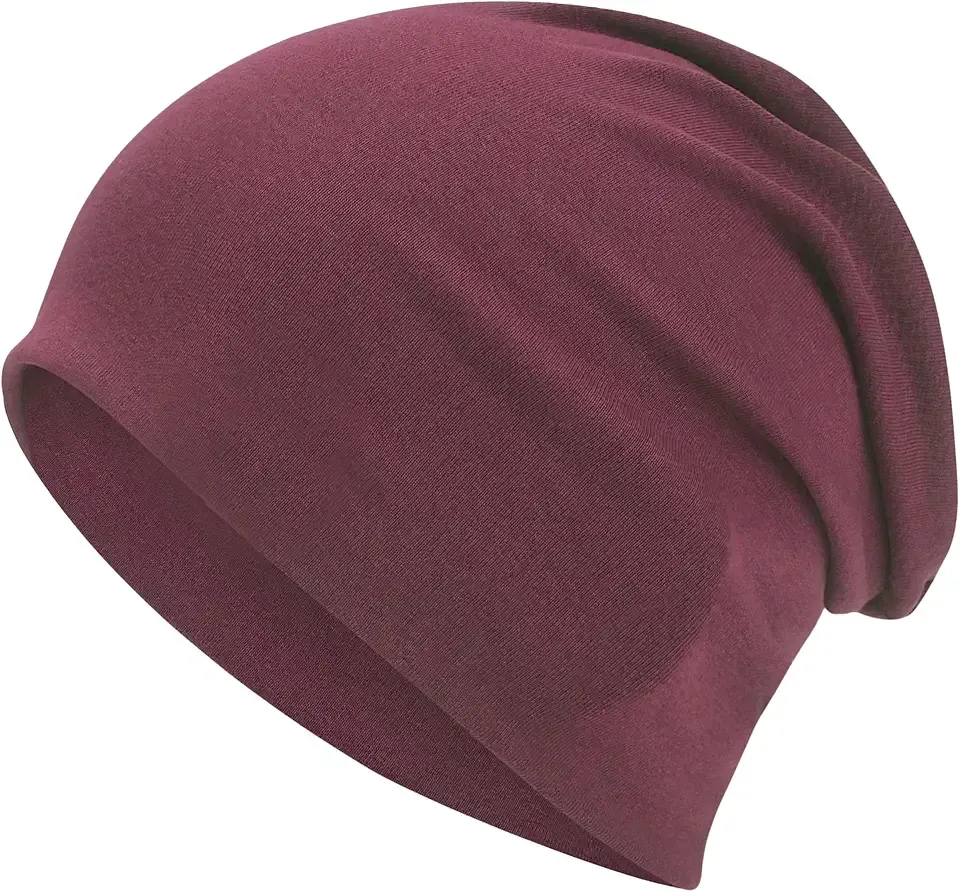 100% Cotton T-Shirt Beanie for Women Men Slouchy Beanies Soft Hipster Daily Hat Lightweight Skull Cap