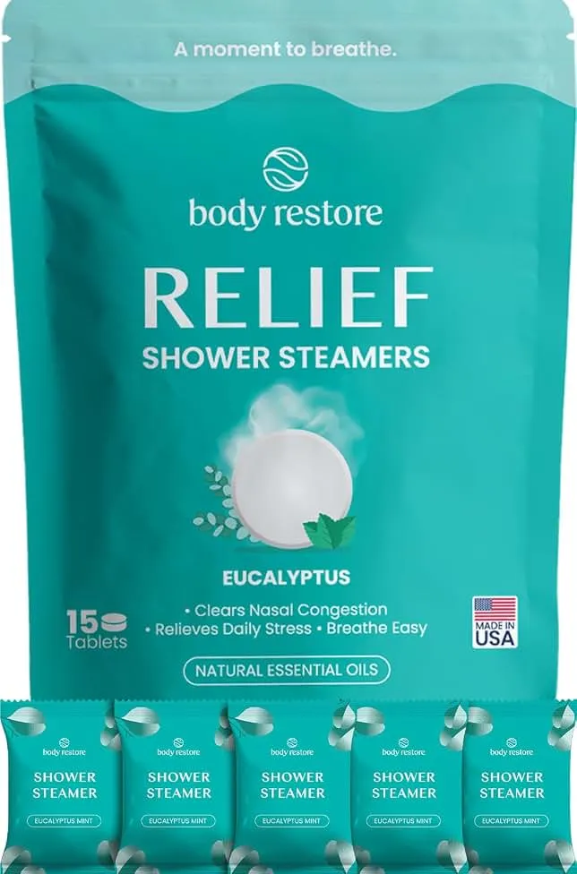 BodyRestore Shower Steamers Aromatherapy, Self Care Gifts, Relief 15 Pack | Birthday Gifts for Women & Men, Spa Stress Relief & Relaxatio…
