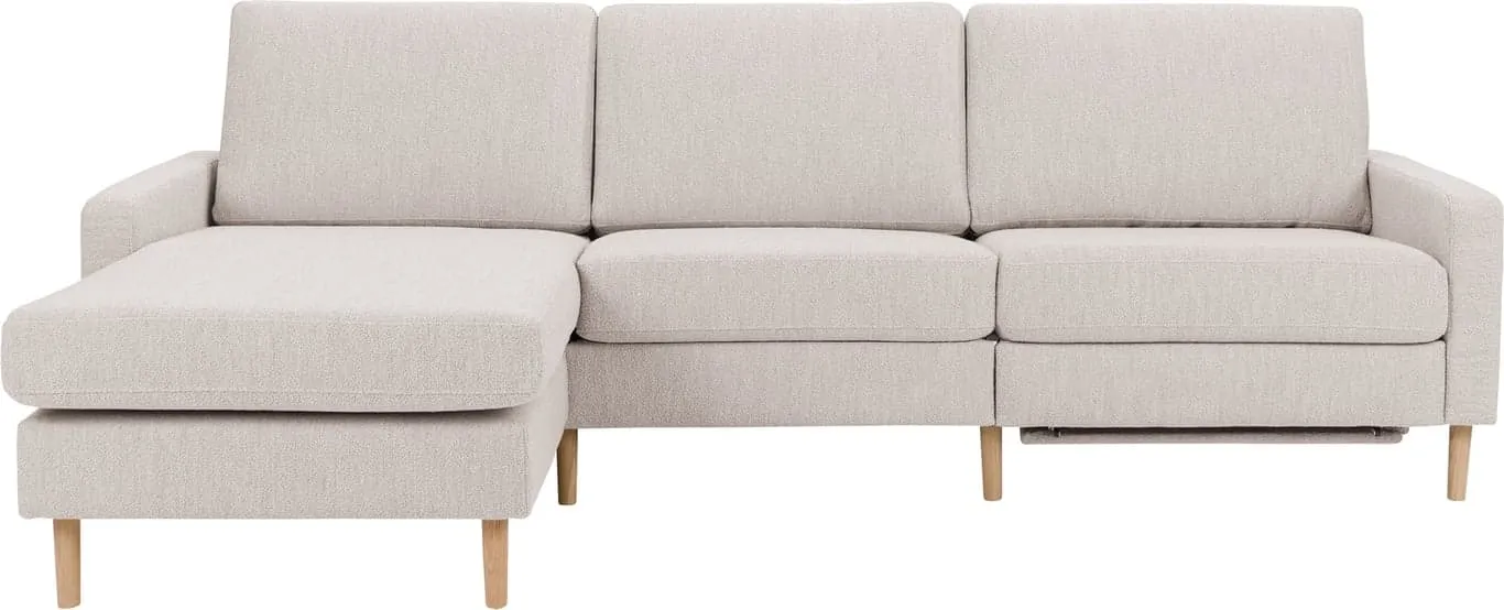 Sone høy 3 seter med sjeselong Modulsofa. Sjeselong + 1 seter + elektrisk recliner, stoff 321/11 Alpine beige