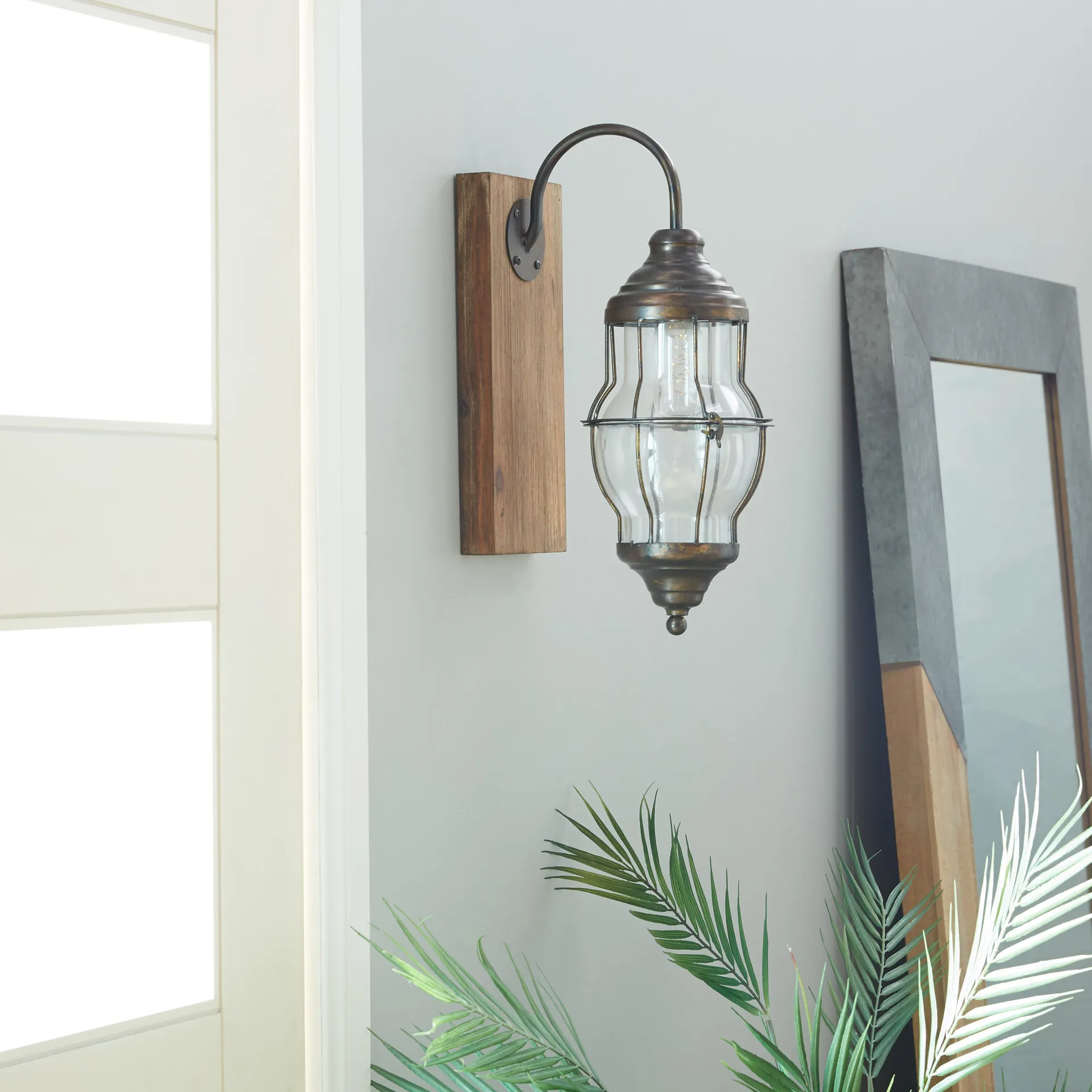 5-in W 1 -Light Antique Brown Industrial Battery Dry Wall Sconce
