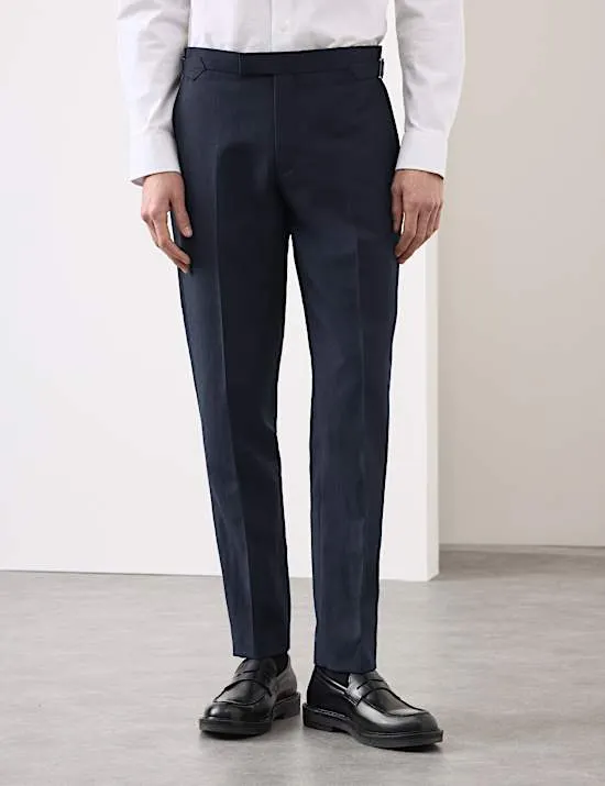 Wool Linen Blend Slub Suit Trousers