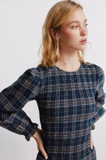 Vestido corto smock cuadros