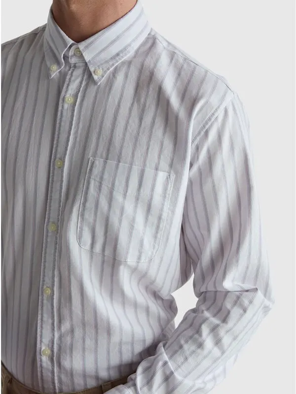 Striped regular fit button-down shirt