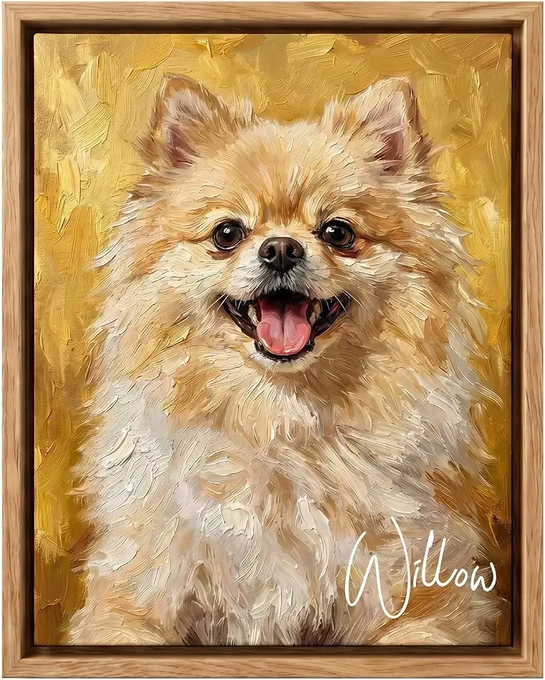 CALLIE Custom Oil Painting Pet Portrait Canvas Prints Wall Art from Photo | Waterproof Poly-Cotton Blend Canvas, Giclee Printing Customized Framed Wall Art, Ship from USA, Gifts for Pet Lover
