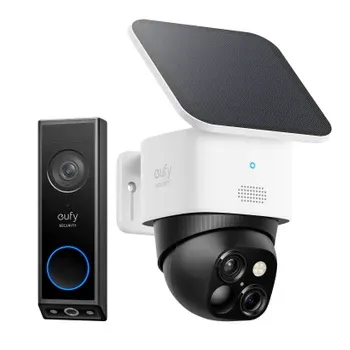 eufy Security Pan/Tilt Solar Cam with Dual Cam Doorbell Bundle - No Monthly Fees