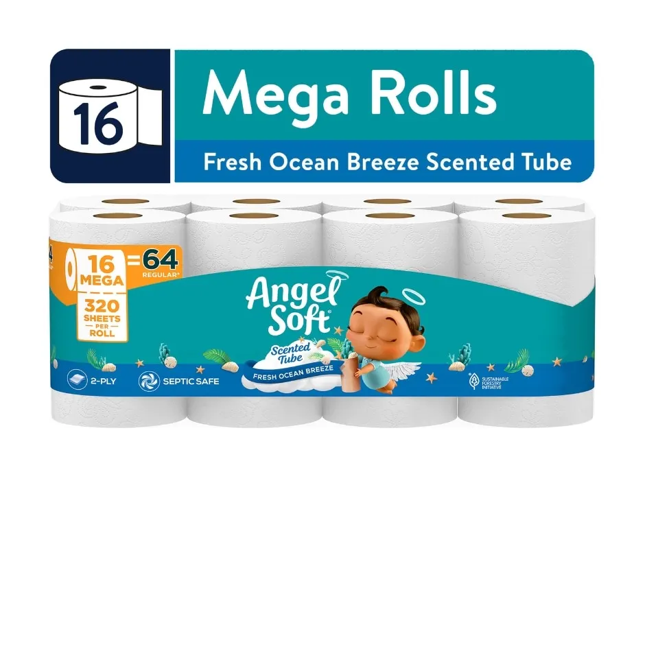 Angel Soft Fresh Ocean Breeze Mega Rolls, 16 pc Pack.
