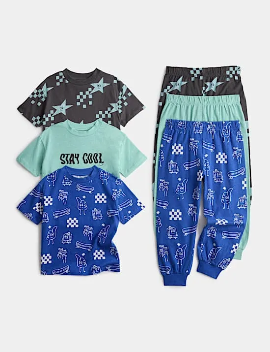 3er-Pack Stay Cool Schlafanzugsets für Kinder (1–8 Jahre)