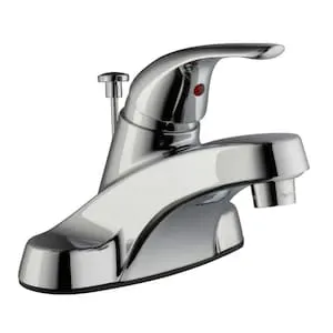 Glacier Bay Aragon 4 inch Centerset Single Handle Bathroom Faucet in Chrome, ClickInstall Drain, Valve & Deck Plate Included