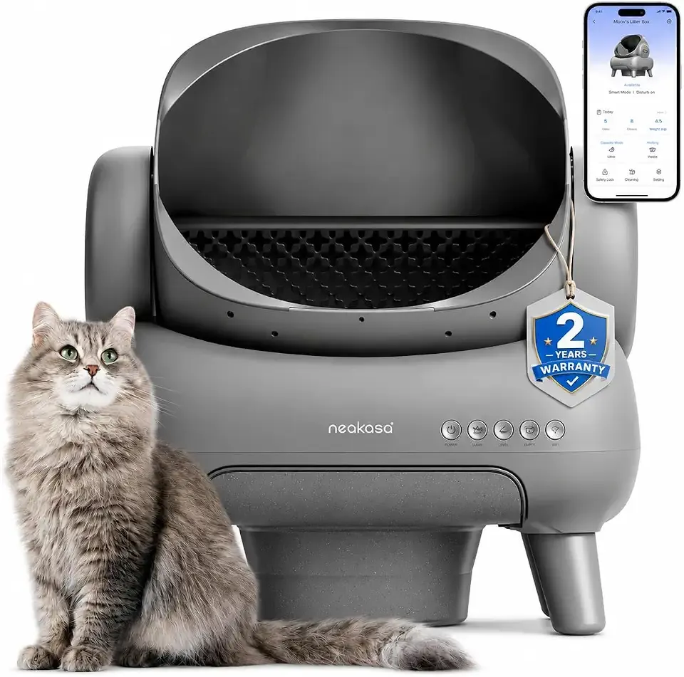 Neakasa M1 Plus Open-Top Self-Cleaning Cat Litter Box, 360° Safety Sensors, Advanced Odor & Leak Control, Automatic for Large & Multi-Cat Homes, Litter Mat & 2 Rolls Refill Bags Included
