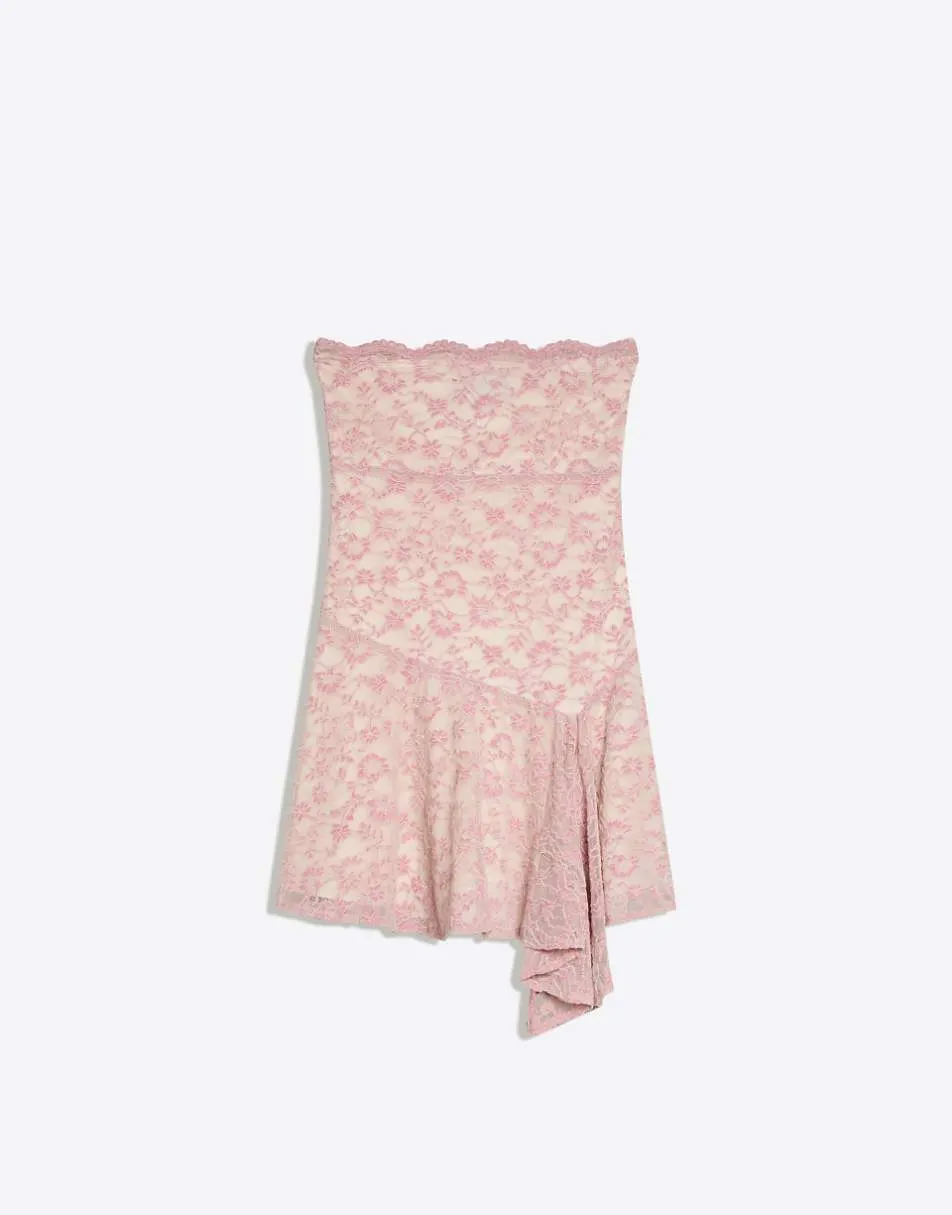Bershka Bandeau mini dress in pink