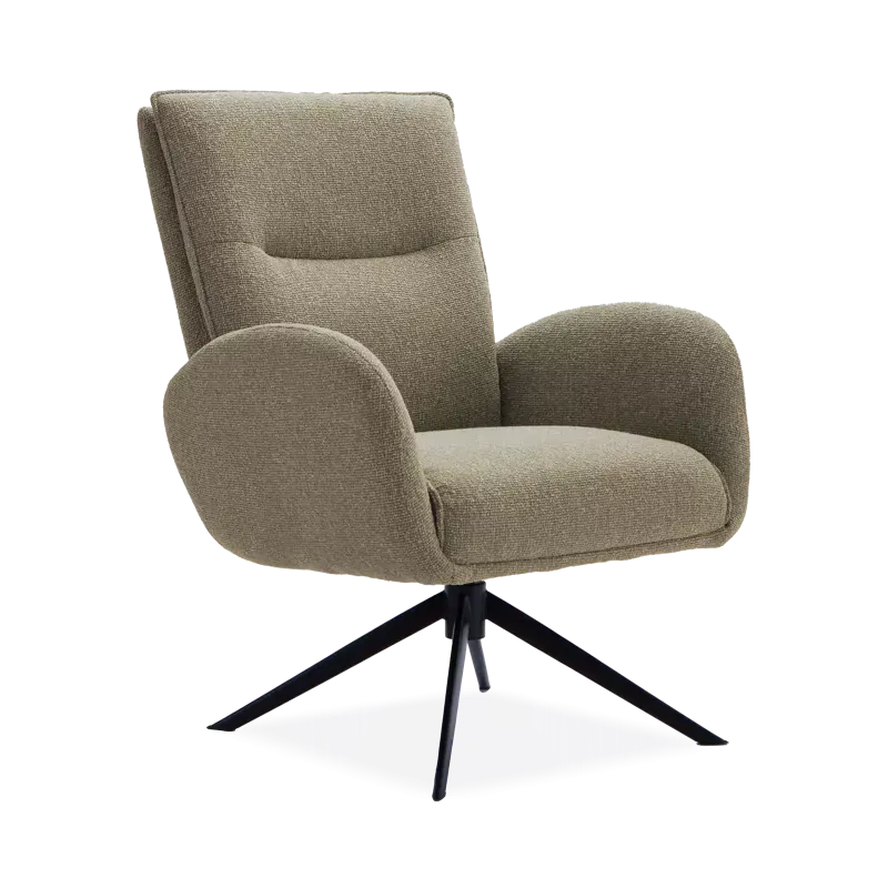 Draaifauteuil Whisper Laag - stof Lodge Thyme - pocketvering - poot zwart