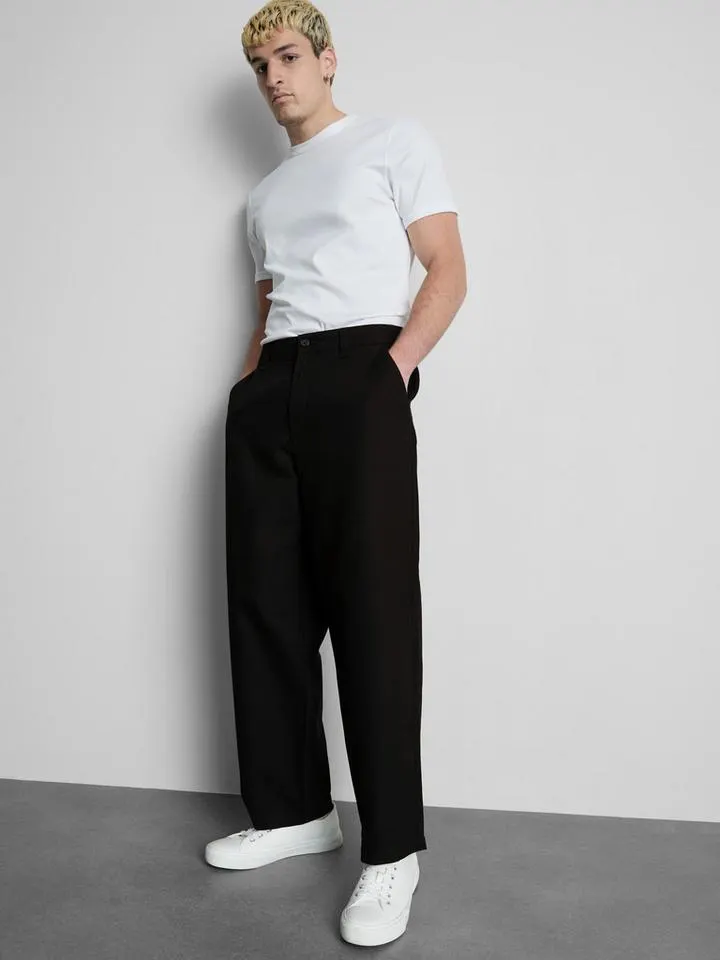 Pantalon chino baggy à taille mi-haute