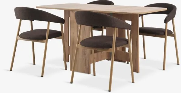 ALLING L100/163 tafel warm eiken + 4 EJSING donkerbruin