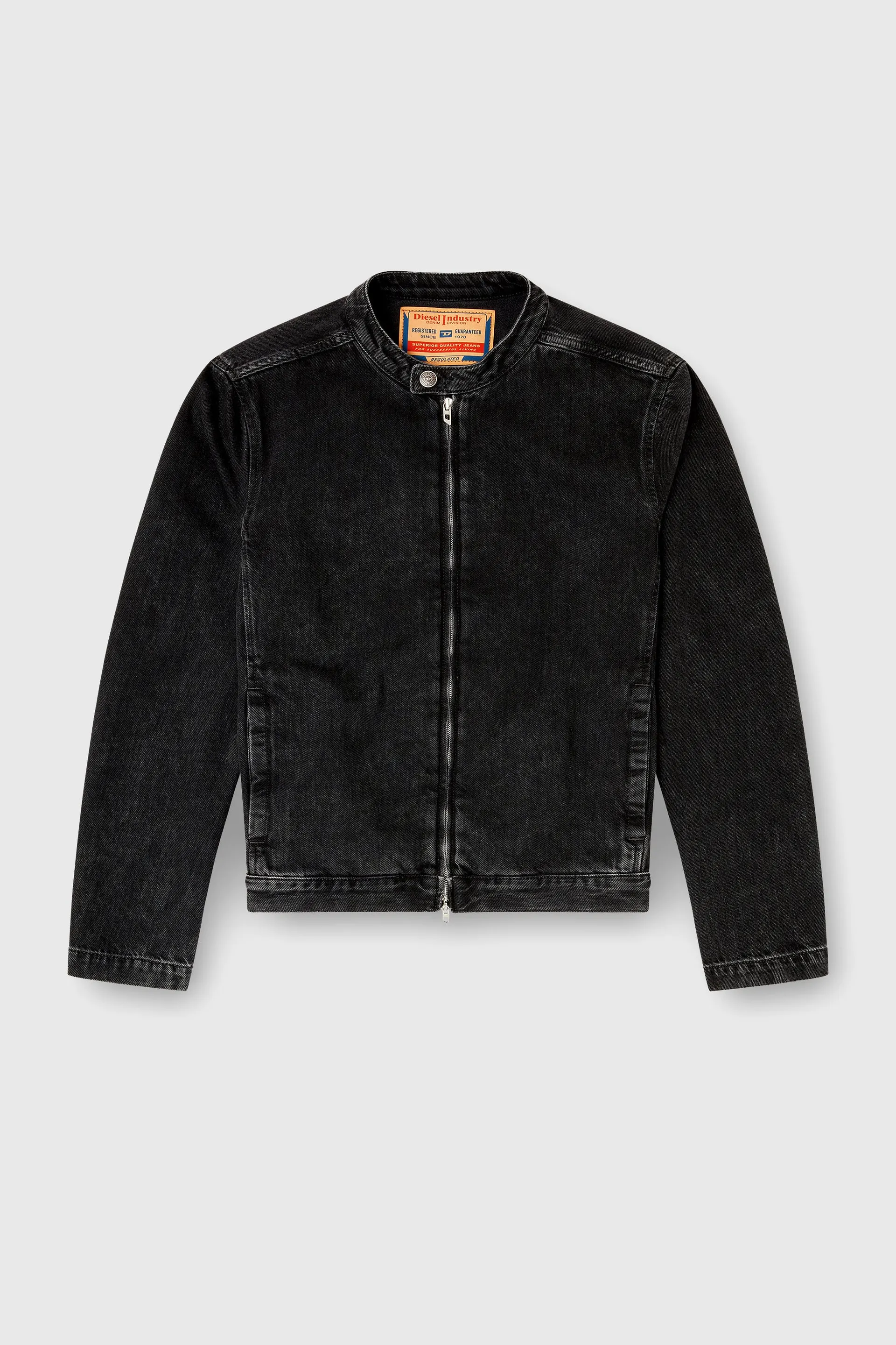 Moto jacket in clean-wash denim