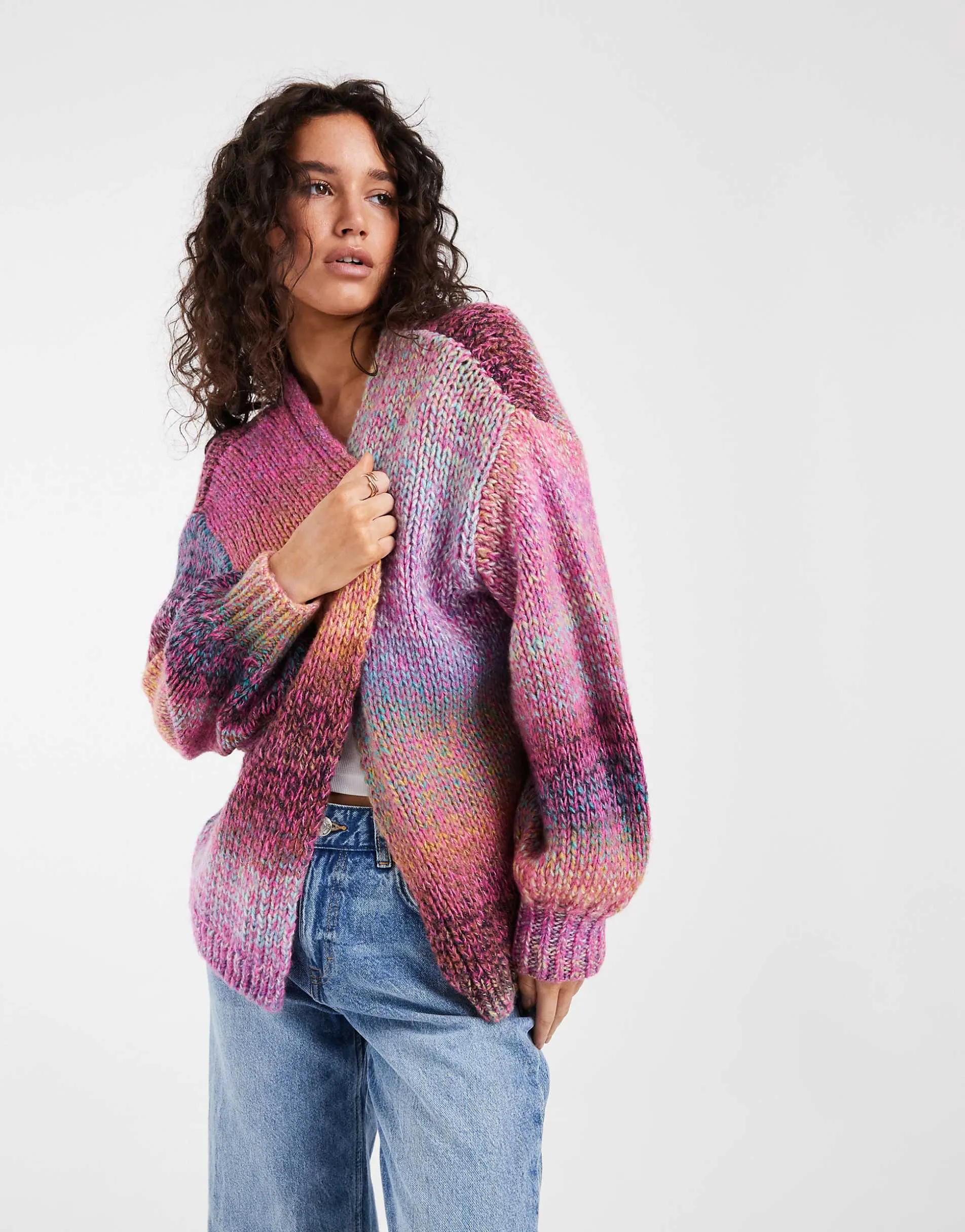 ASOS DESIGN knitted slouchy oversized cardigan in multi