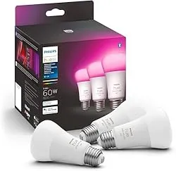 Philips Hue A19 LED Smart Light Bulb - White and Color Ambiance - 60W Indoor Light Bulb - Control with Hue App - Works with Alexa, Google Assistant and Apple Homekit - 3 Pack Philips Hue A19 LED Smart Light Bulb - W…