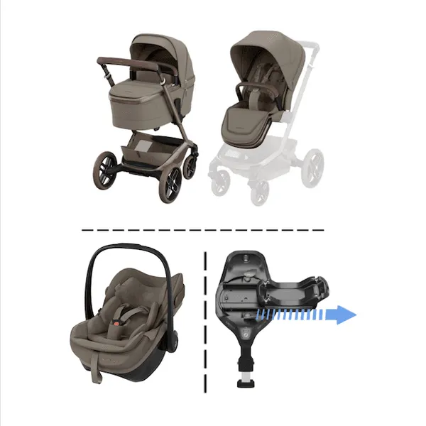 Maxi-Cosi | Fame V2 Vogn + Pebble Slide Pro Bilstol og Base | Oak Truffel