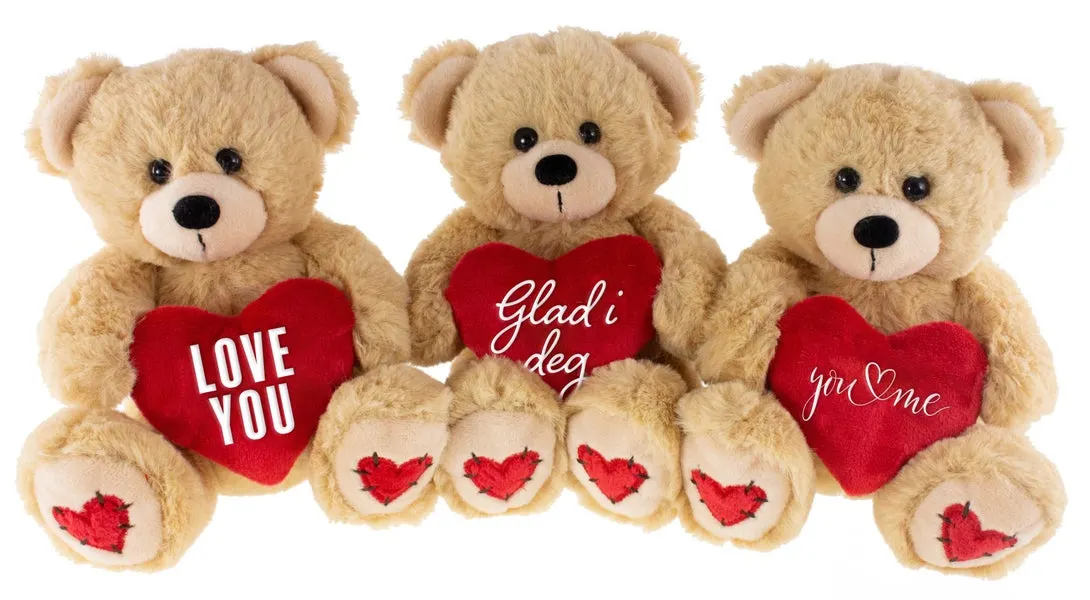 Bamse 13cm Hjerte 3ass